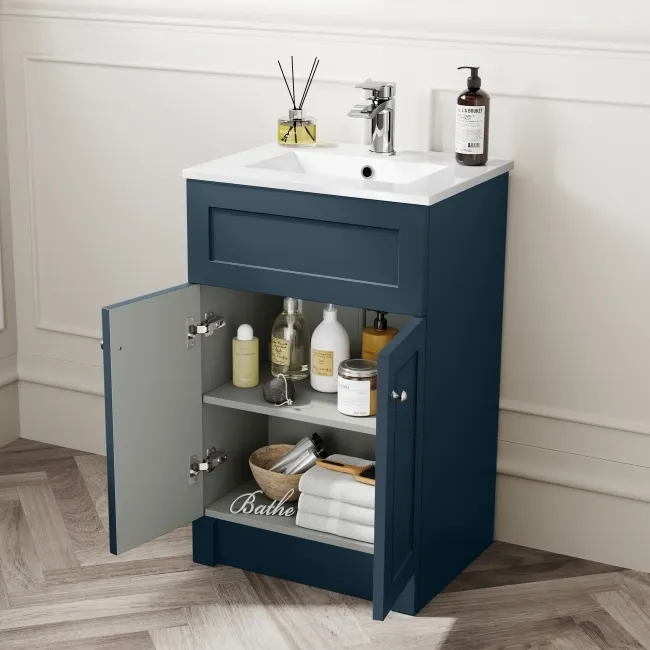 Milos Navy Blue Combination Vanity Basin and Miami Toilet 1000mm - Chrome Handles