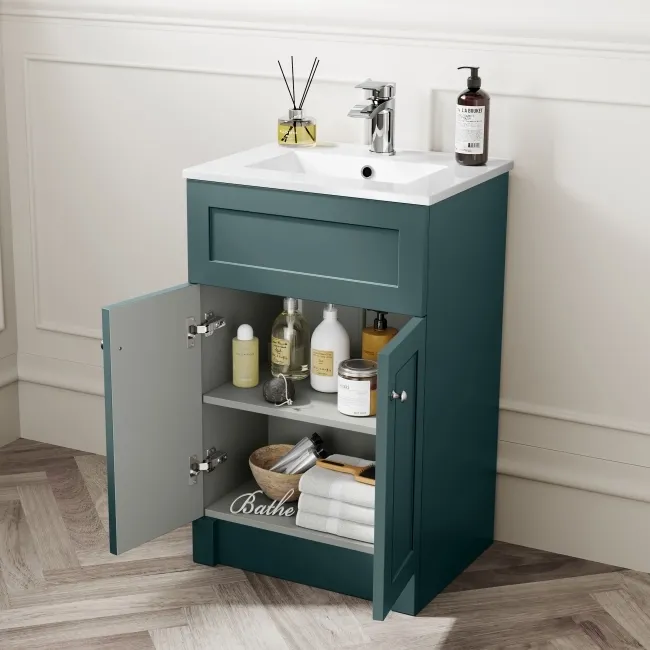 Milos Mystic Green Combination Vanity Basin and Houston Toilet 1000mm - Chrome Handles
