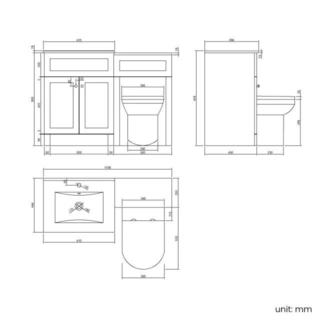 Milos Mystic Green Combination Vanity Basin and Miami Toilet 1100mm - Chrome Handles