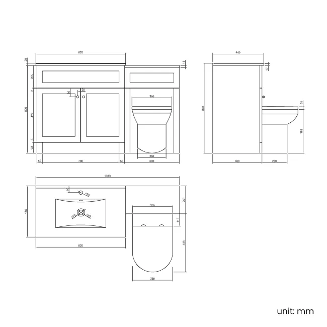 Milos Mystic Green Combination Vanity Basin and Miami Toilet 1300mm - Chrome Handles