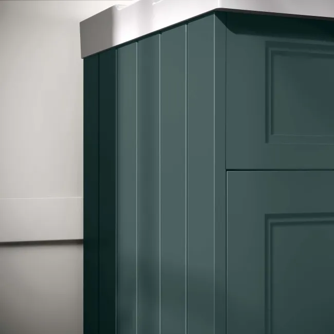 Lucia Midnight Green Basin Vanity 1030mm - Brass Knurled Handles
