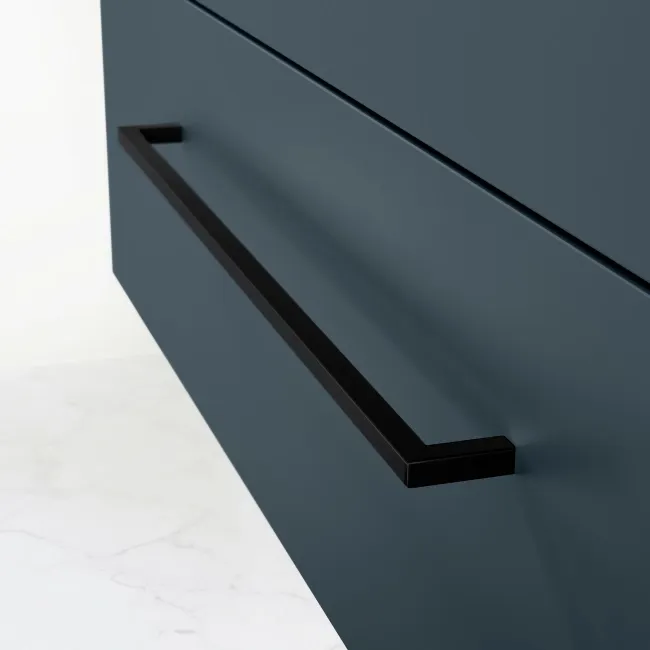 Elba Inky Blue Wall Hung Drawer Vanity with Marble Top & Cody Basin 1000mm - Black Accents