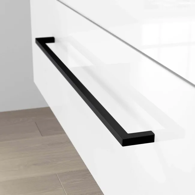 Elba Gloss White Wall Hung Basin Drawer Vanity 1000mm - Black Accents