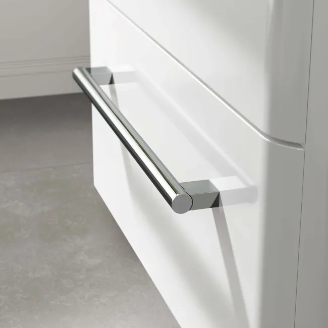 Omaha Gloss White Wall Hung Drawer Vanity with Marble Top & Curved Counter Top Basin 600mm