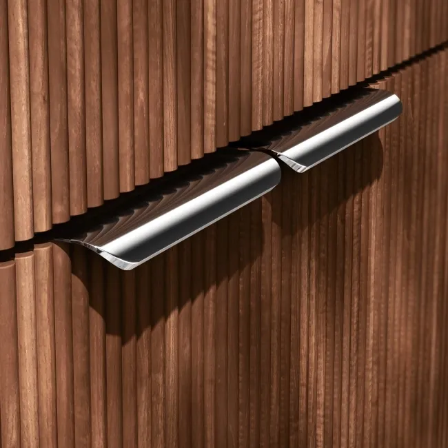 Sicily Fluted Black Walnut Basin Vanity with Marble Top & Back To Wall Unit 1000mm (Excludes Toilet) - Chrome Handles