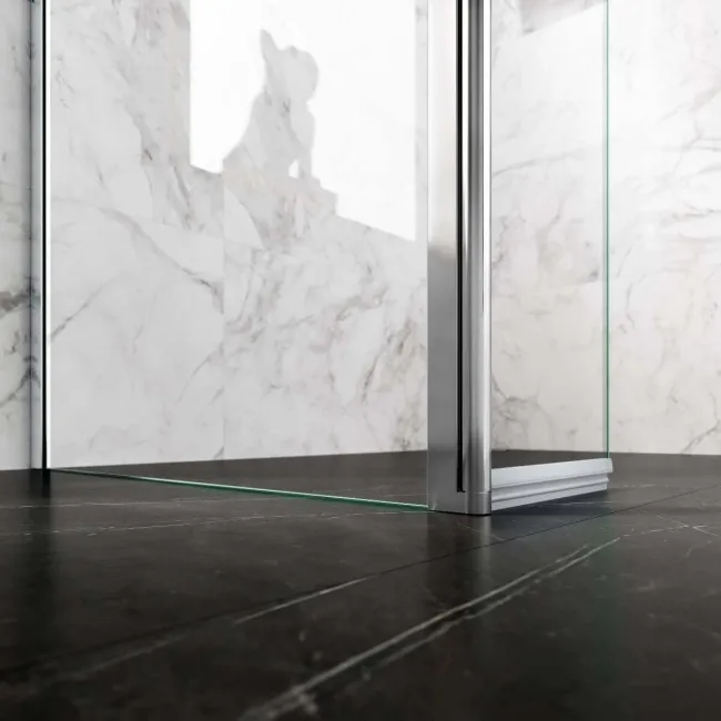 Copenhagen Easy Clean 8mm Walk In Shower Enclosure 900mm & 800mm Glass with Pivotal Return Panel