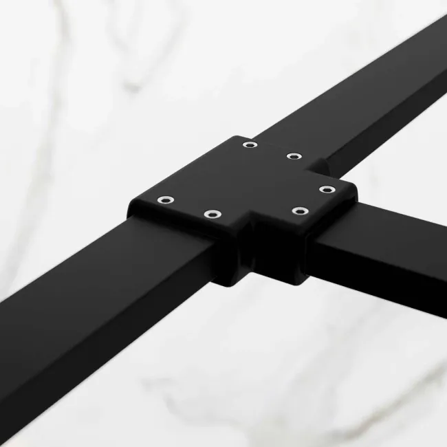 Munich Matt Black Grid 8mm Walk In Shower Enclosure 900mm & 800mm Glass with Pivotal Return Panel