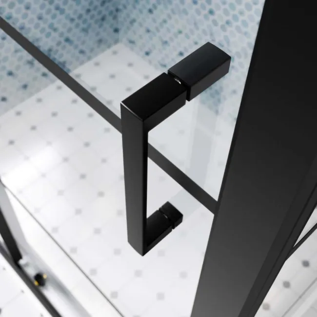 London Matt Black Grid 6mm Sliding Shower Enclosure 1400x800mm