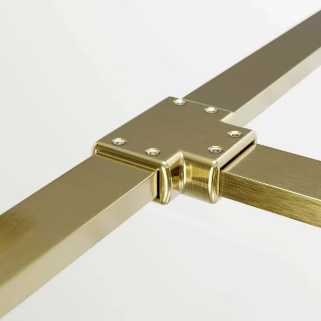 Munich Brushed Brass Framed 8mm Walk In Shower Enclosure 1400mm & 900mm Glass with Return Panel