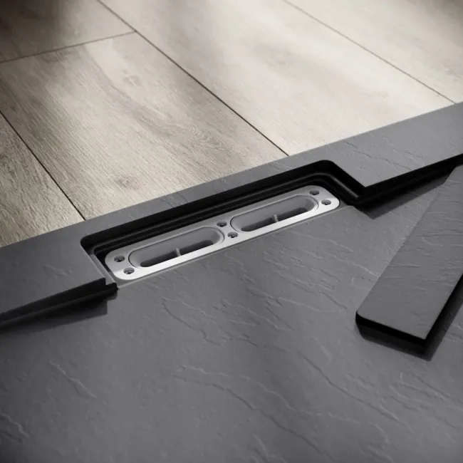 Tokyo Rectangular Matt Grey Slate Texture Stone Shower Tray 1200x800mm