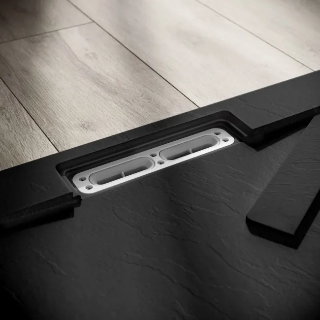 Tokyo Rectangular Matt Black Slate Texture Stone Shower Tray 1400x700mm