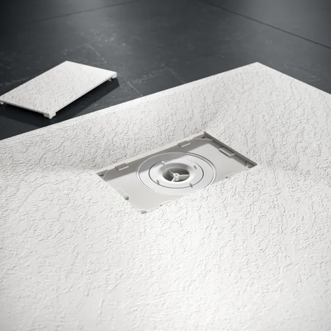 Berlin Rectangular Matt White Slate Effect SMC Composite Shower Tray 1500x900mm