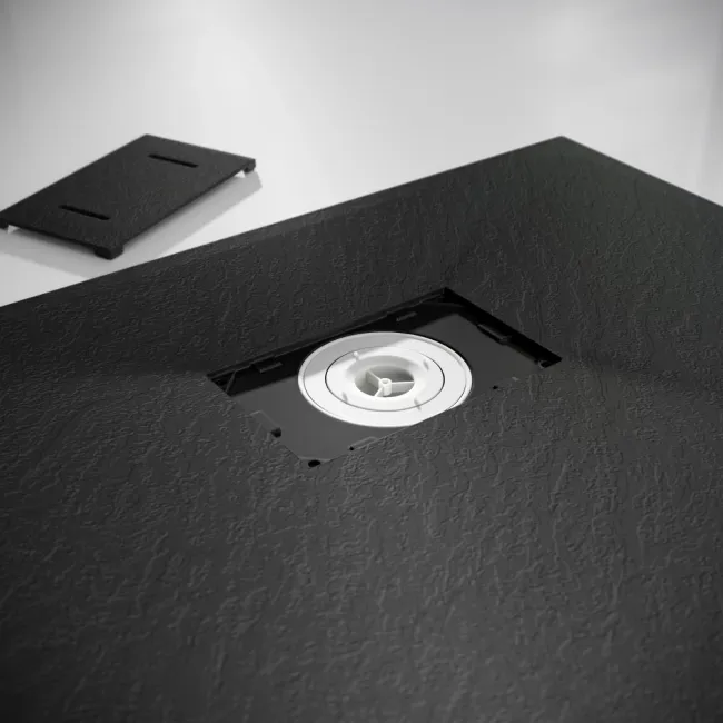 Berlin Rectangular Matt Black Slate Effect SMC Composite Shower Tray 1700x700mm