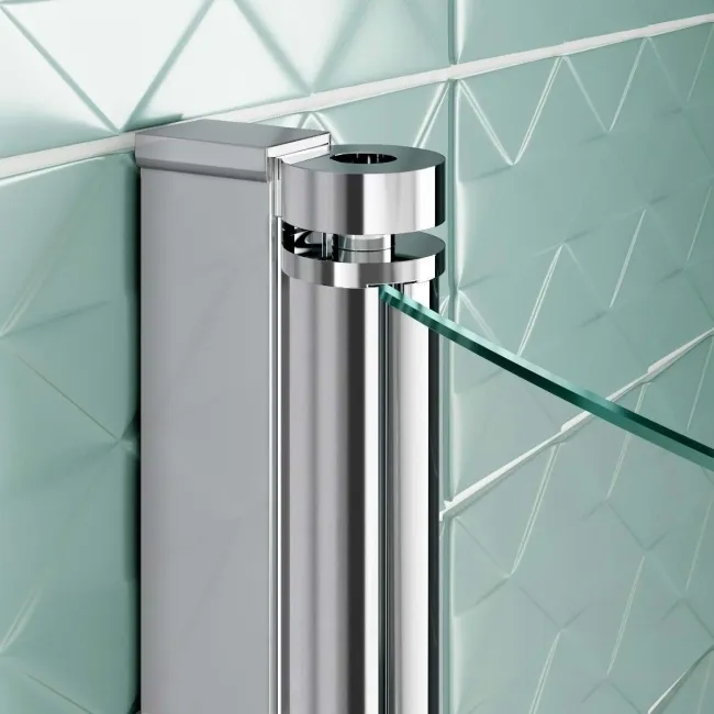 P Shaped 1600 Shower Bath with Front Panel & 4mm Screen with Rail - Left Handed
