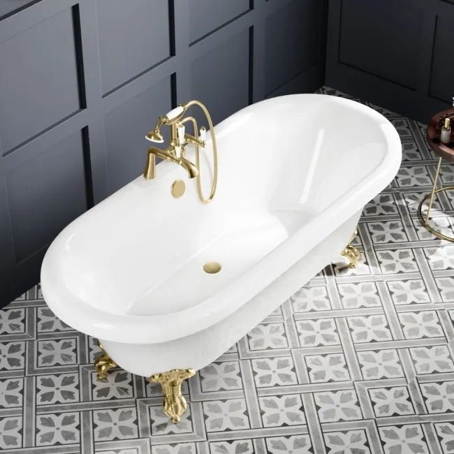 Grosvenor 1700mm Roll Top Bath - Brushed Brass Ball Feet