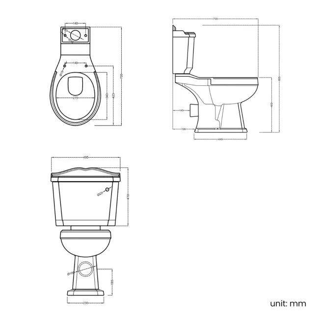 Lima Traditional Close Coupled Toilet With Dove Grey Wooden Seat