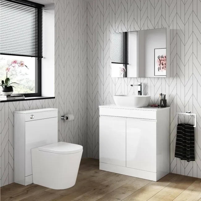 Trent Gloss White Vanity with Curved Counter Top Basin 800mm