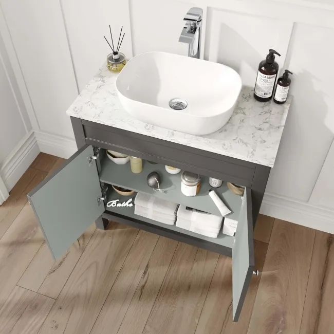 Bermuda Graphite Grey Cabinet with Marble Top 800mm - Excludes Counter Top Basin