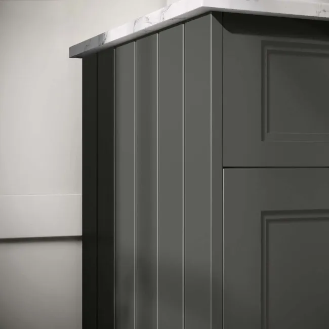 Lucia Graphite Grey Vanity with Marble Top & Curved Counter Top Basin 840mm