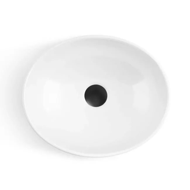 Avon Gloss White Vanity with Marble Top & Oval Counter Top Basin 800mm - Black Accents