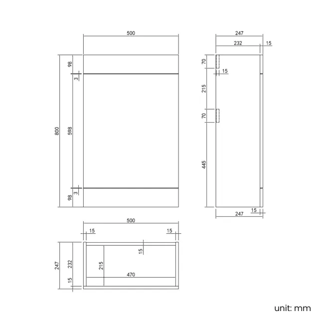 Avon Stone Grey Combination Basin Drawer and Aruba Toilet 1100mm - Black Accents - Left Handed