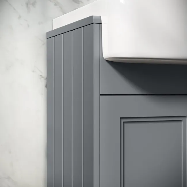 Monaco Dove Grey Combination Vanity Basin and Seattle Toilet 1200mm - Brushed Brass Accents