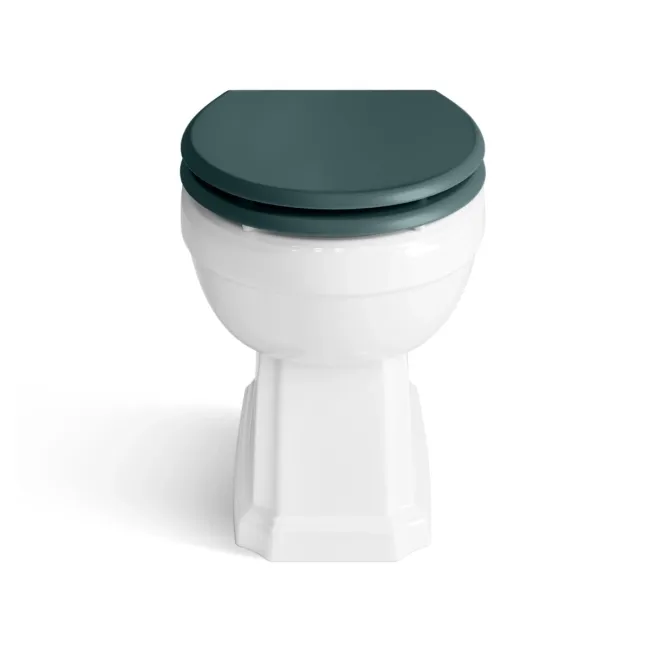 Monaco Midnight Green Combination Vanity Basin with Marble Top and Hudson Toilet with Wooden Seat 1500mm - Brushed Brass Accents