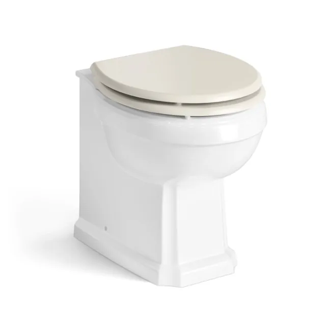 Monaco Chalk White Combination Vanity Traditional Basin and Hudson Toilet with Wooden Seat 1500mm - Brass Knurled Handles
