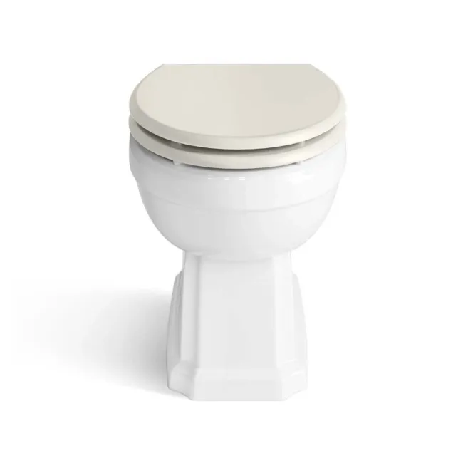 Monaco Chalk White Combination Vanity Traditional Basin with Marble Top & Hudson Toilet with Wooden Seat 1200mm - Brass Knurled Handles