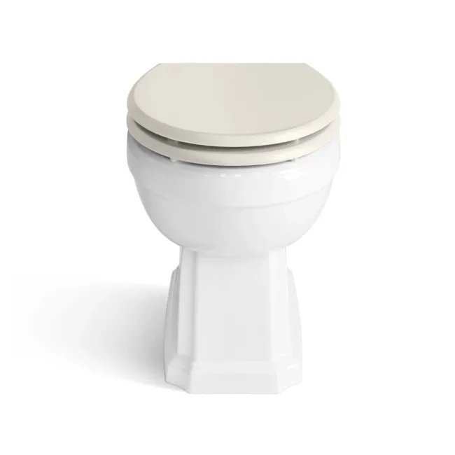 Monaco Chalk White Combination Vanity Traditional Basin with Marble Top & Hudson Toilet with Wooden Seat 1500mm - Brass Knurled Handles