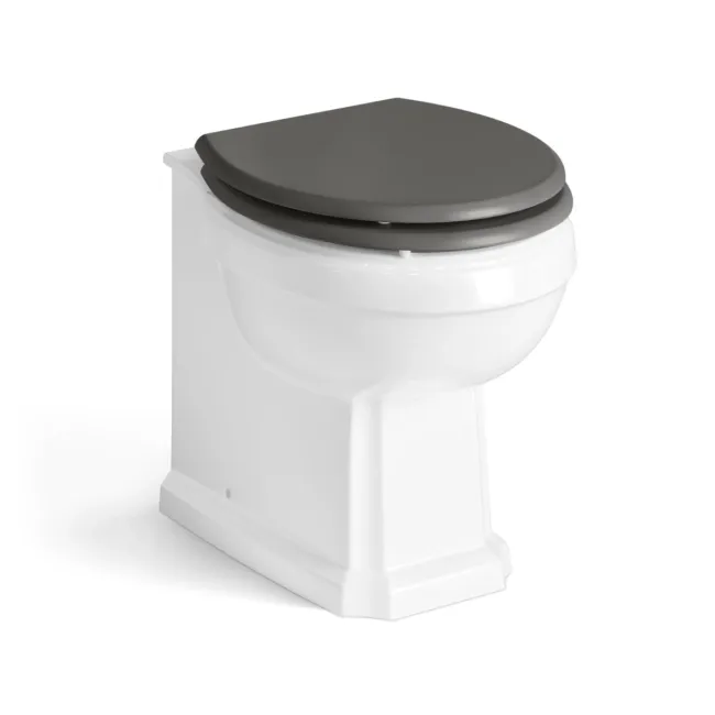 Monaco Graphite Grey Combination Vanity Basin and Hudson Toilet with Wooden Seat 1500mm - Brass Knurled Handles