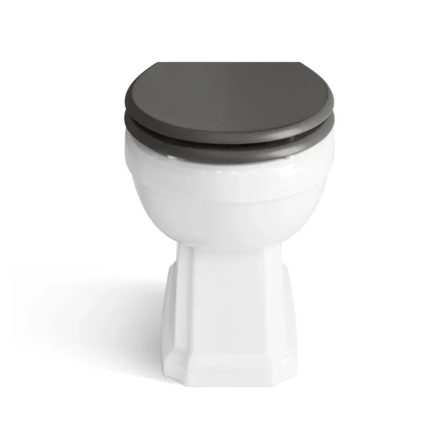 Monaco Graphite Grey Combination Vanity Traditional Basin with Marble Top & Hudson Toilet with Wooden Seat 1200mm - Brass Knurled Handles