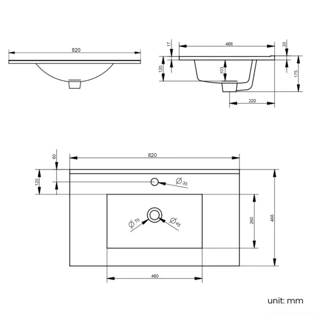 Mersey Gloss White Combination Vanity Basin and Miami Toilet 1300mm - Black Accents
