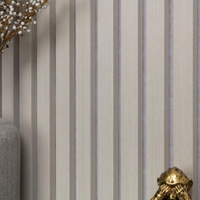 Trepanel® Light Oak on Antique White Felt Acoustic Wood Slat Panels