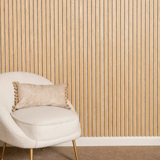 Trepanel® Oak on Grey Felt Acoustic Wood Wall Panels