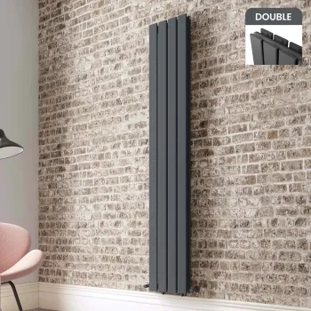 Faro Anthracite Double Flat Panel Vertical Radiator 1800x280mm