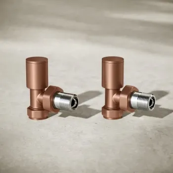 Antique Copper Angled Manual Radiator Valves (Pair) Standard 15mm