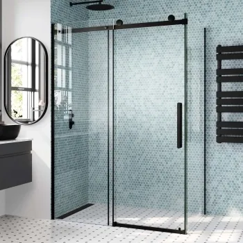Oslo Matt Black Premium Easy Clean 8mm Sliding Shower Enclosure 1400x800mm