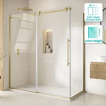 Prague Brushed Brass 8mm Sliding Shower Enclosure 1700x800mm
