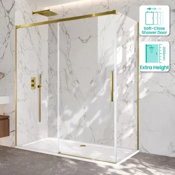 Lisbon Brushed Brass 8mm Sliding Shower Enclosure 1700x900mm