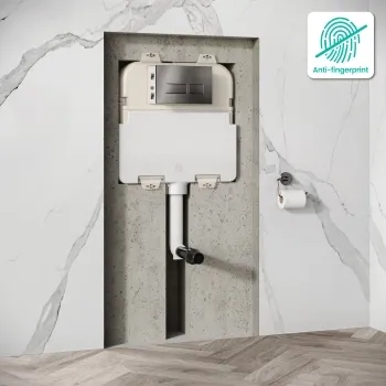Idaho Pneumatic Concealed Cistern with Brushed Gunmetal Flush Plate - Square Buttons