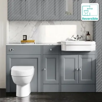 Monaco Dove Grey Combination Vanity Traditional Basin with Marble Top and Seattle Toilet 1500mm