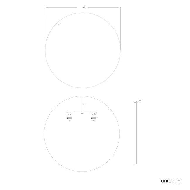 Essence Brushed Black Round Bathroom Mirror 1000mm