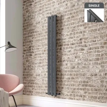Faro Anthracite Single Flat Panel Vertical Radiator 1600x210mm