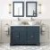 Lucia Inky Blue Double Vanity with Marble Top & Round Counter Top Basin 1200mm - Brushed Brass Accents