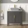 Bermuda Graphite Grey Cabinet with Marble Top 800mm Excludes Counter Top Basin - Brass Knurled Handles