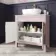 Bermuda Cashmere Pink Vanity with Marble Top & Curved Counter Top Basin 800mm - Brass Knurled Handles