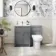 Milos Fog Grey Combination Vanity Basin and Aruba Toilet 1100mm - Chrome Handles