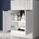 Havana Fluted Coastal White Cabinet with Marble Top & Nevis Basin 600mm - Black Accents