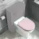 Kansas Traditional Rimless Back To Wall Toilet With Cashmere Pink Wooden Seat